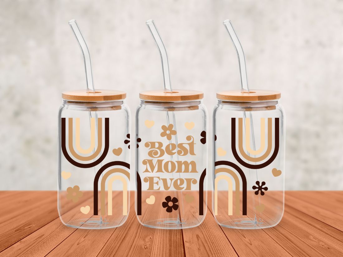 Best Mom Ever 16 Oz Glass Cup